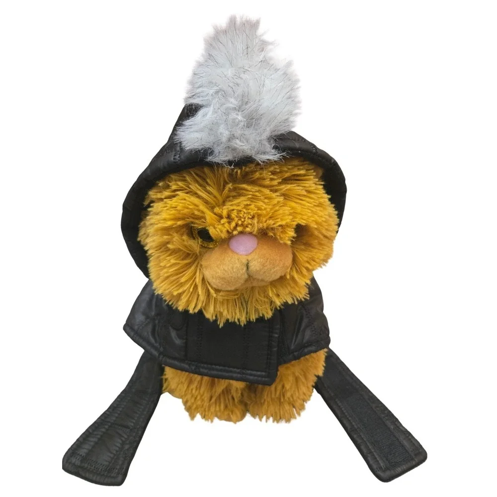 Black Top Paw Dog Puffer Coat Fleece Lined Size Md Skull/ Crossbones Mohawk Fur